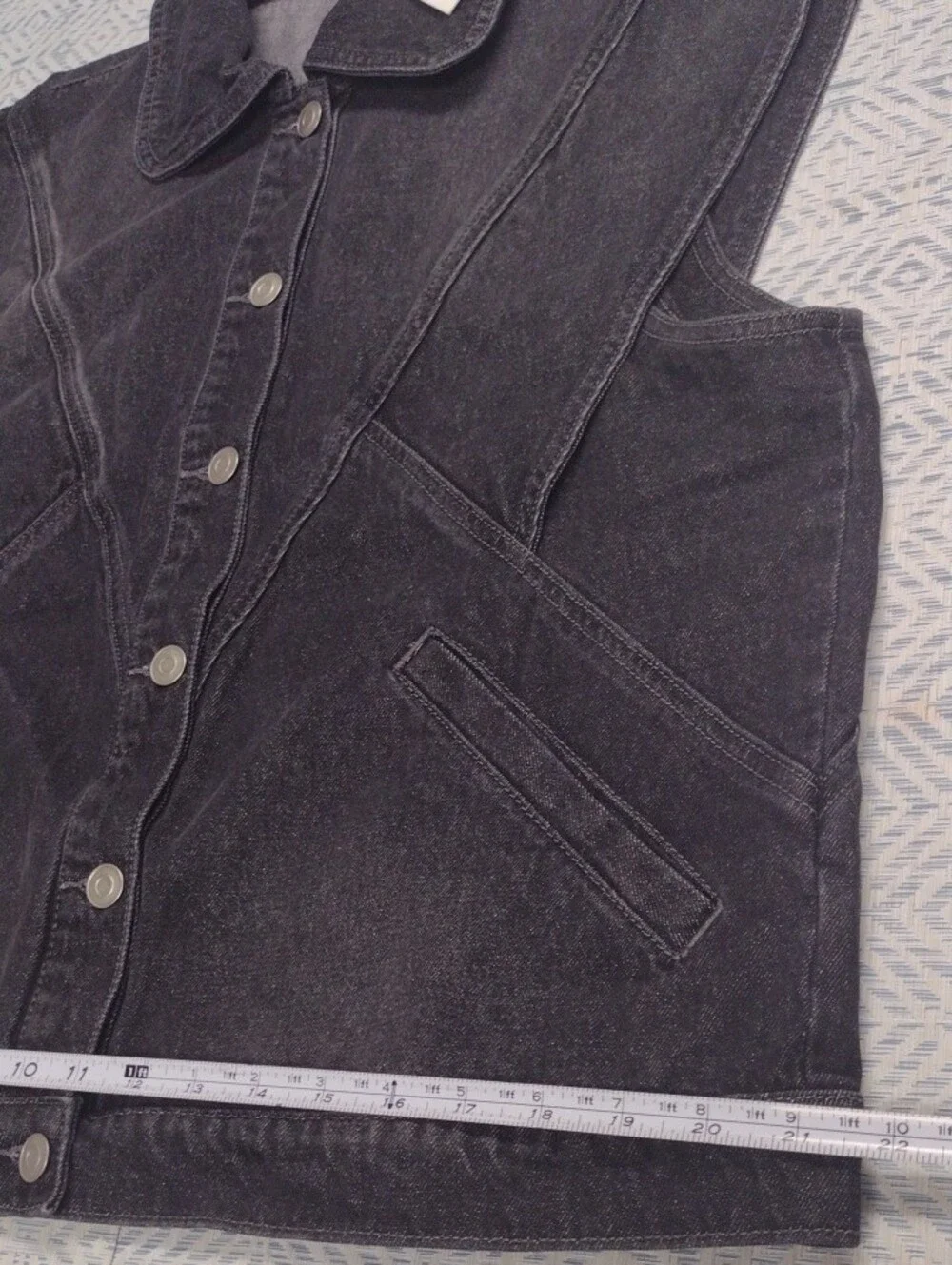 NEW Washed Black Denim Button-Front Sleeveless Vest